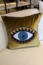 Dekoratif Göz Desenli Pullu Gold Kadife Kırlent Kılıfı 45 X 45 Cm - 1