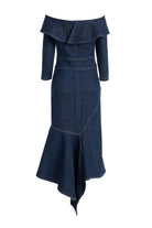 2be4A-Kadın Asimetrik Denim Elbise-Elbise-3-fleurdirect.live