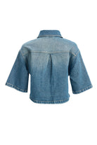 2be4A-Kadın Nervür Detaylı Geniş Kollu Denim Ceket-2-fleurdirect.live