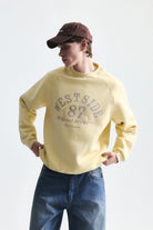 Oversize Baskılı Bisiklet Yaka Sweatshirt