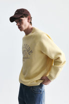 Oversize Baskılı Bisiklet Yaka Sweatshirt