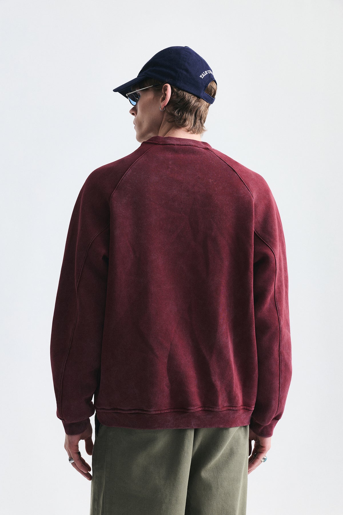 Oversize Baskılı Bisiklet Yaka Sweatshirt