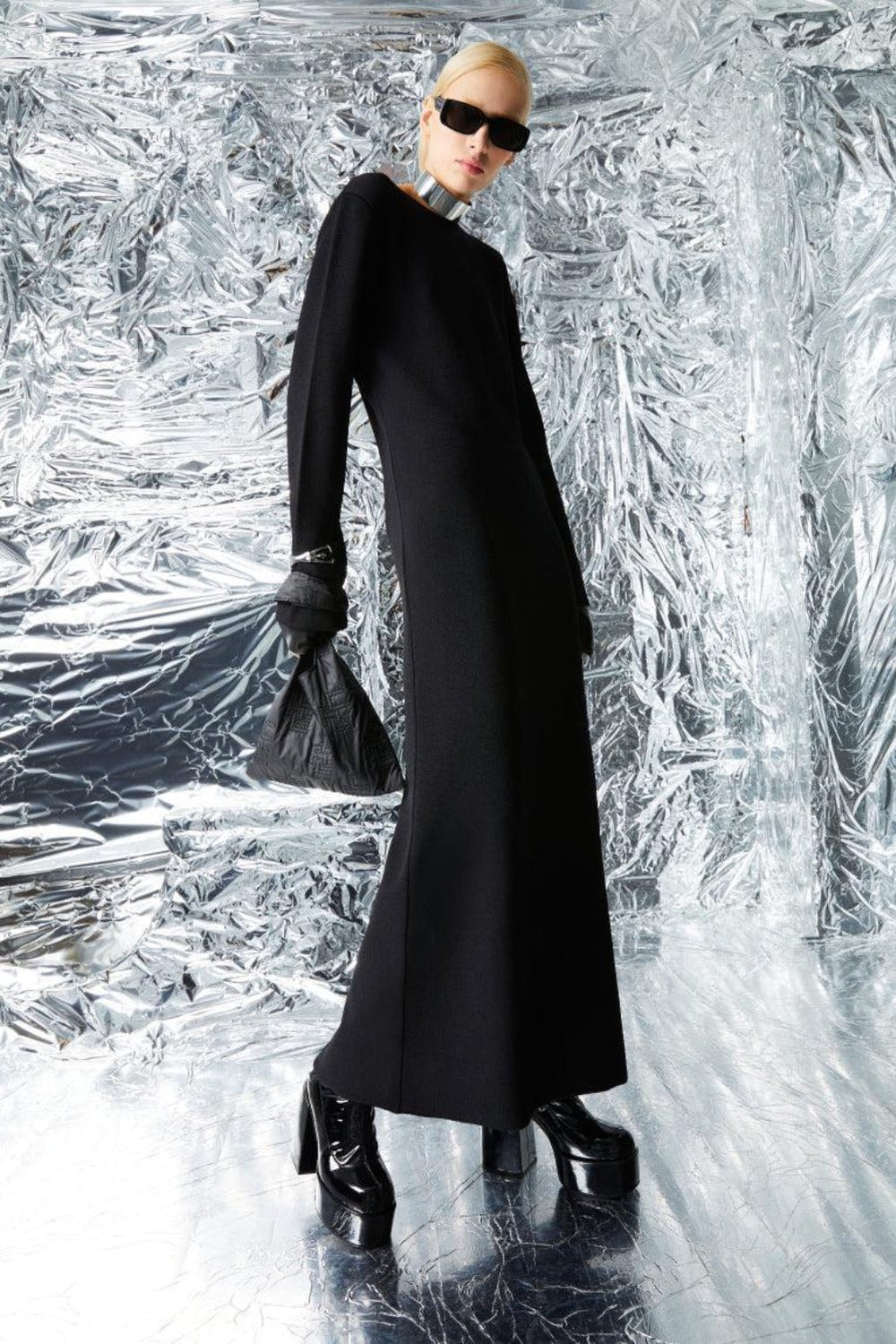 Ace Nayman-Reese Black Knitted Dress-Elbise-1-fleurdirect.live