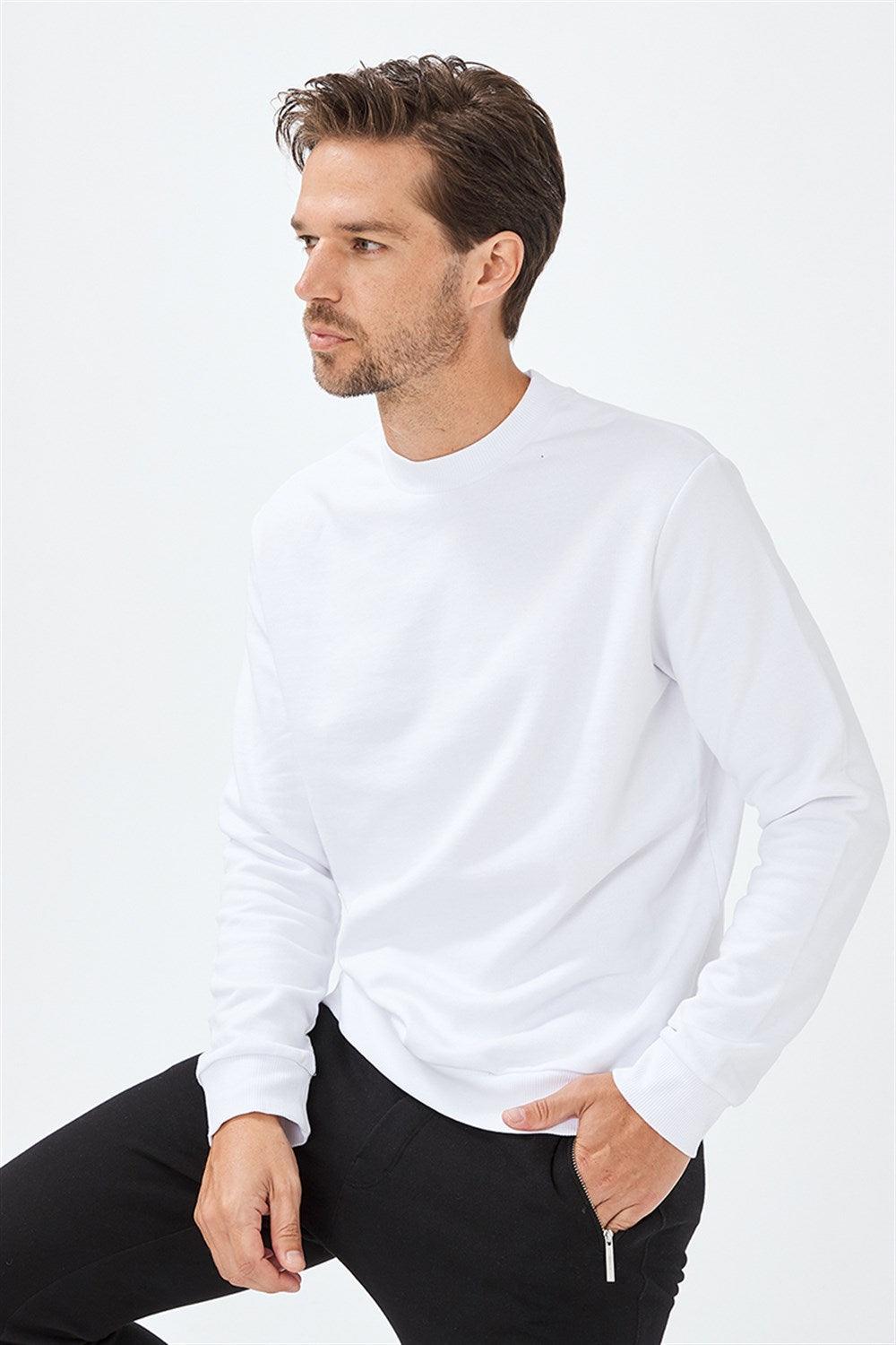Allmur-Sycamore White Bisiklet Yaka Sweatshirt-Sweatshirts & Hoodies-4-fleurdirect.live