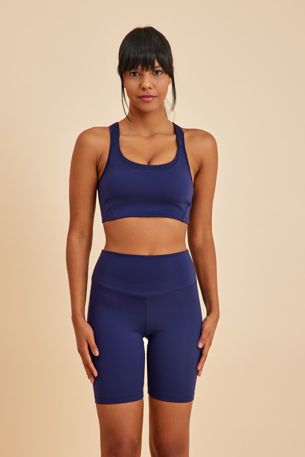 Amarelle-Sportive Lacivert Light Touch Kısa Toparlayıcı Spor Taytı-Activewear-1-fleurdirect.live