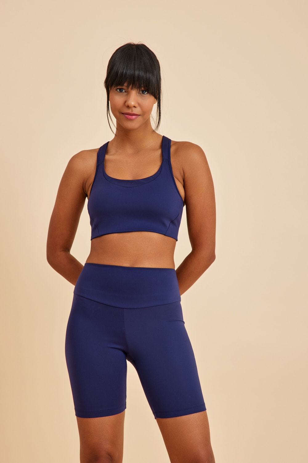 Amarelle-Sportive Lacivert Light Touch Kısa Toparlayıcı Spor Taytı-Activewear-6-fleurdirect.live