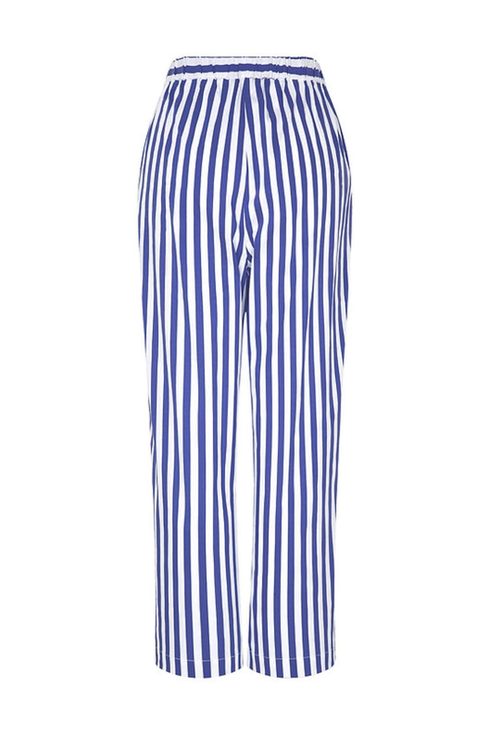 Amour Et Naturel-Beyaz Kalın Çizgili Beli Lastikli Bol Pantolon-Kumaş Pantolon-3-fleurdirect.live