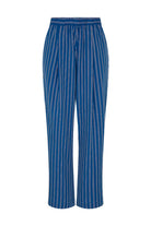 Amour Et Naturel-Lacivert Çizgili Beli Lastikli Bol Pantolon-Pantolon-1-fleurdirect.live