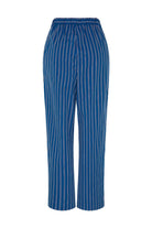 Amour Et Naturel-Lacivert Çizgili Beli Lastikli Bol Pantolon-Pantolon-2-fleurdirect.live