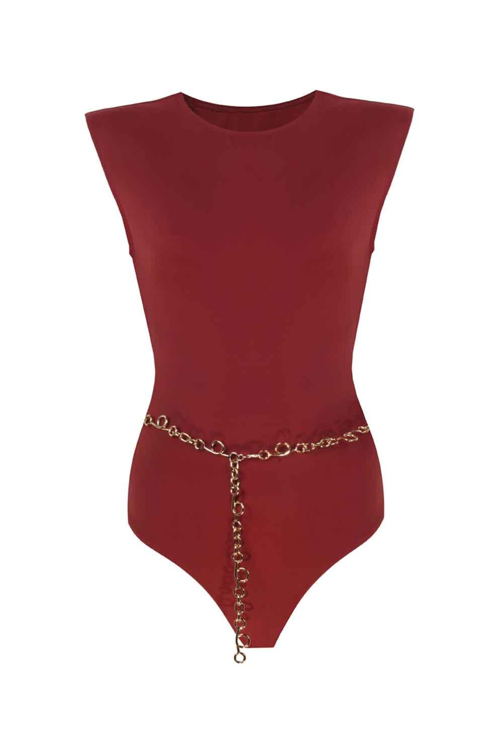 Anais & Margaux-Audrey Burgundy Swimsuit with Chain-Bikini & Mayo-1-fleurdirect.live