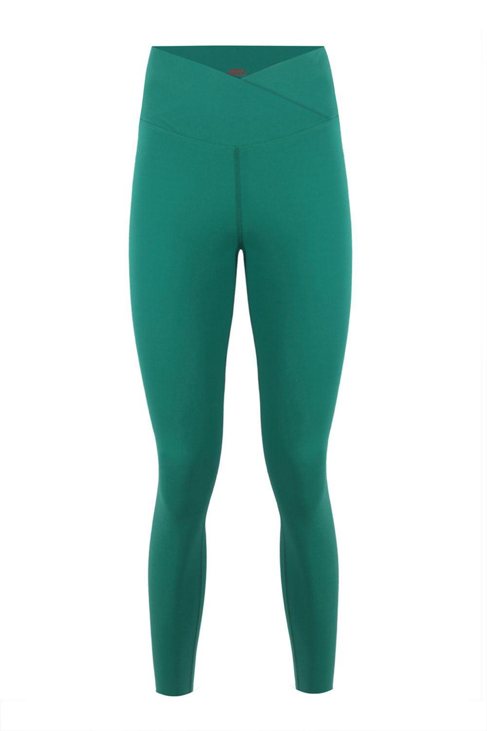 Anais & Margaux-Cross Waist Emerald Green Shaper Matt Leggings-Tayt-1-fleurdirect.live