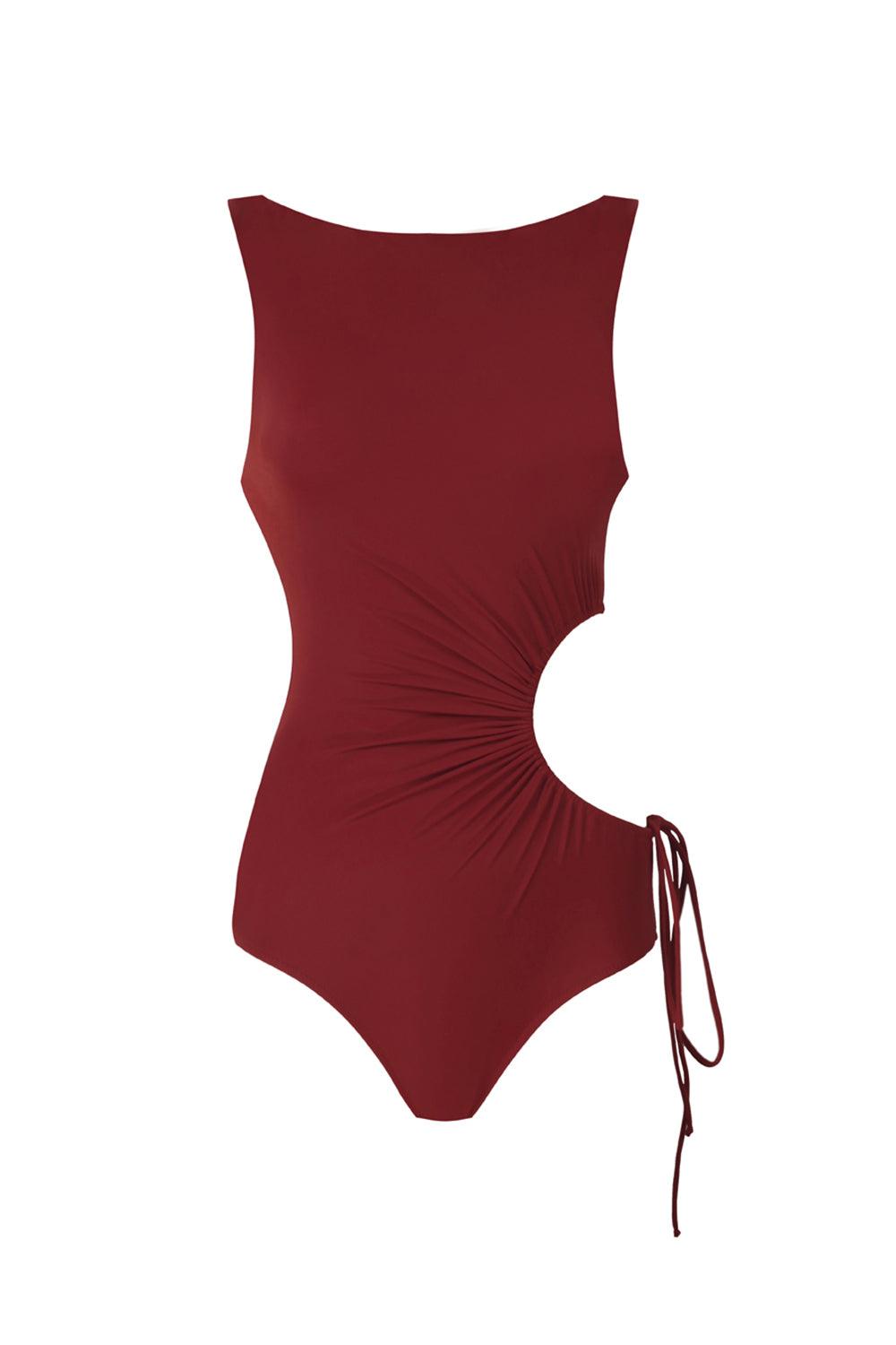 Anais & Margaux-Vivienne Burgundy Cutout Swimsuit-Bikini & Mayo-4-fleurdirect.live