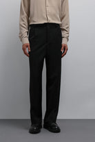 Antioch-Antioch Siyah Relax Fit Pilili Erkek Pantolon-Kumaş Pantolon-1-fleurdirect.live