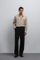 Antioch-Antioch Siyah Relax Fit Pilili Erkek Pantolon-Kumaş Pantolon-2-fleurdirect.live