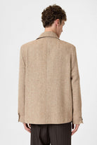 Antioch-Bej Balıksırtı Desenli Oversize Erkek Blazer Ceket-Ceket-5-fleurdirect.live