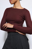 Antioch-Bordo Basic Uzun Kollu T Shirt-T-Shirt-3-fleurdirect.live