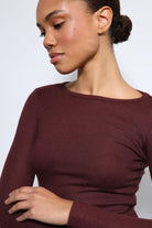 Antioch-Bordo Basic Uzun Kollu T Shirt-T-Shirt-4-fleurdirect.live