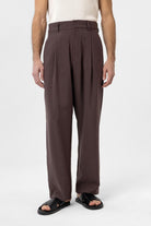 Antioch-Kahve Pileli Baggy Fit Erkek Pantolon-Kumaş Pantolon-2-fleurdirect.live