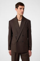 Antioch-Kahve Relax Fit Keten Karışımlı Erkek Blazer Ceket-Blazer Ceket-1-fleurdirect.live