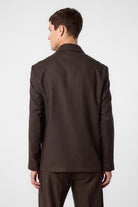 Antioch-Kahve Relax Fit Keten Karışımlı Erkek Blazer Ceket-Blazer Ceket-4-fleurdirect.live