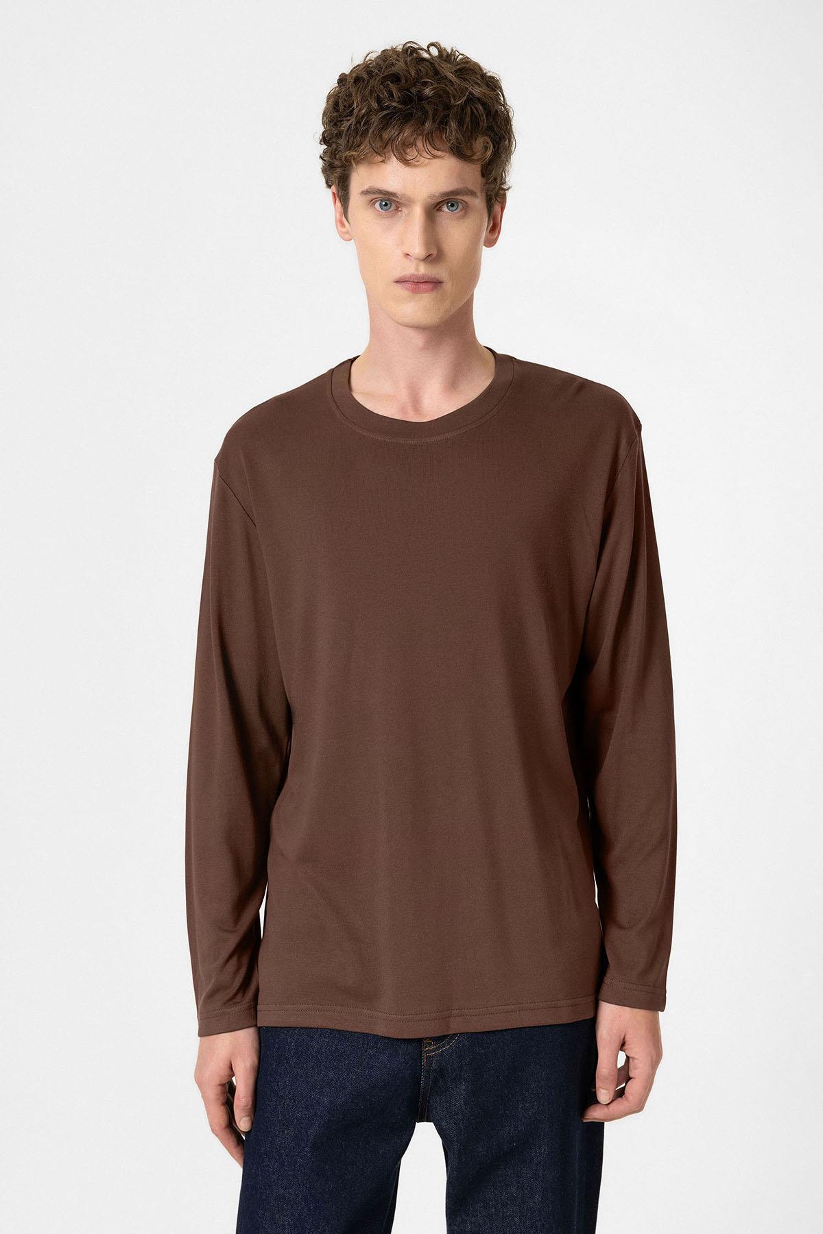 Antioch-Kahve Relaxed Fit Basic Erkek T Shirt-T-Shirts-1-fleurdirect.live