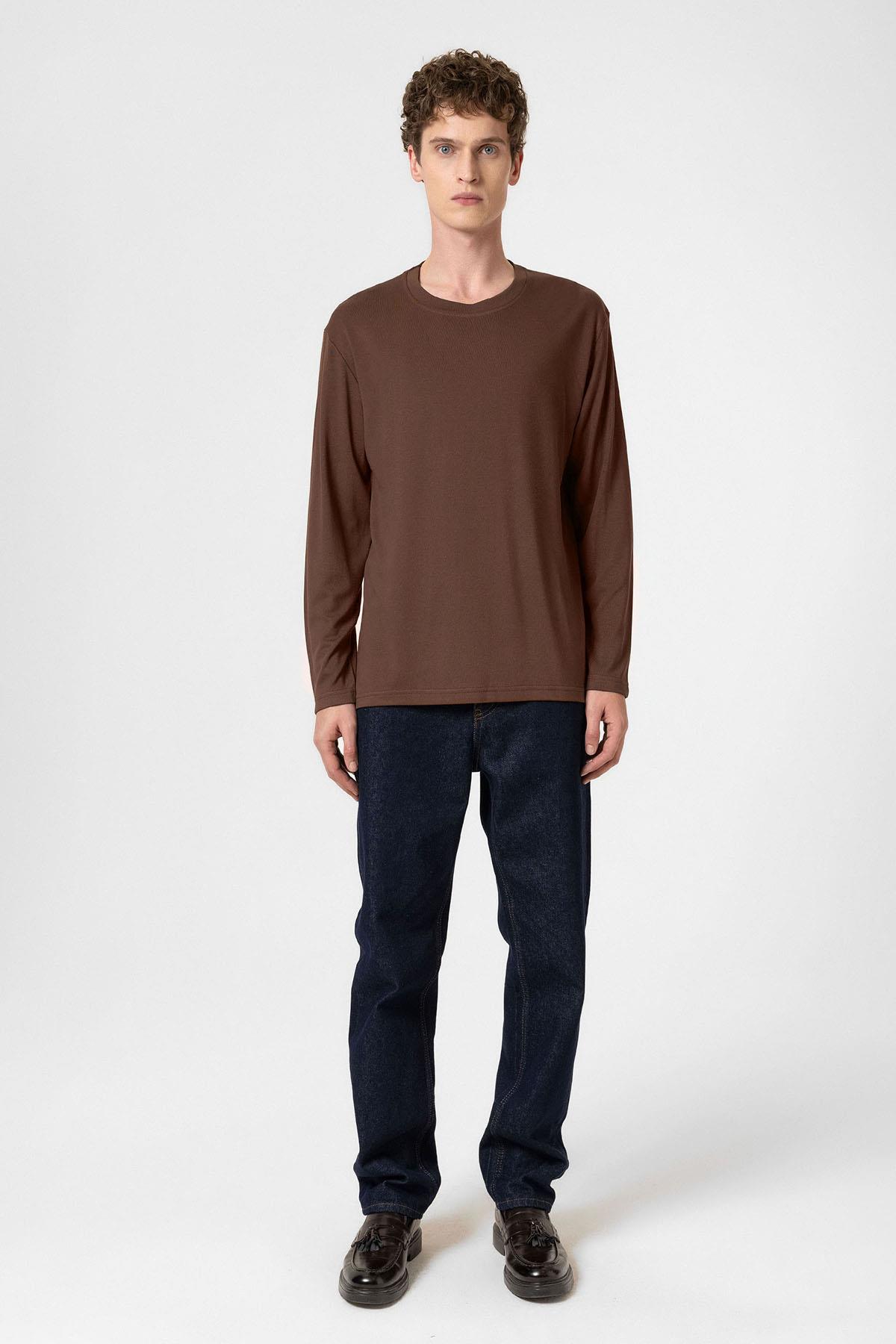 Antioch-Kahve Relaxed Fit Basic Erkek T Shirt-T-Shirts-2-fleurdirect.live