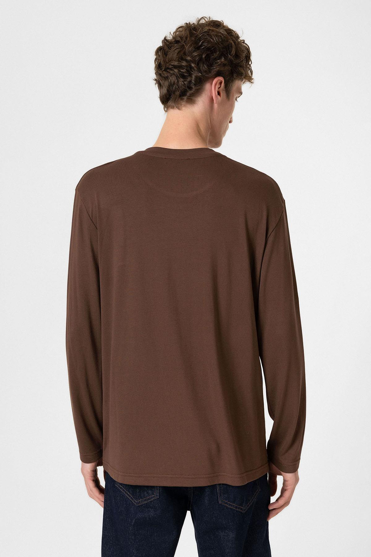Antioch-Kahve Relaxed Fit Basic Erkek T Shirt-T-Shirts-5-fleurdirect.live