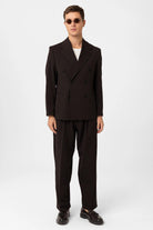 Antioch Koyu Kahve Relax Fit Kruvaze Erkek Blazer Ceket