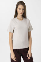 Antioch-Taş Kadın Bisiklet Yaka Basic T Shirt-T-Shirts-2-fleurdirect.live