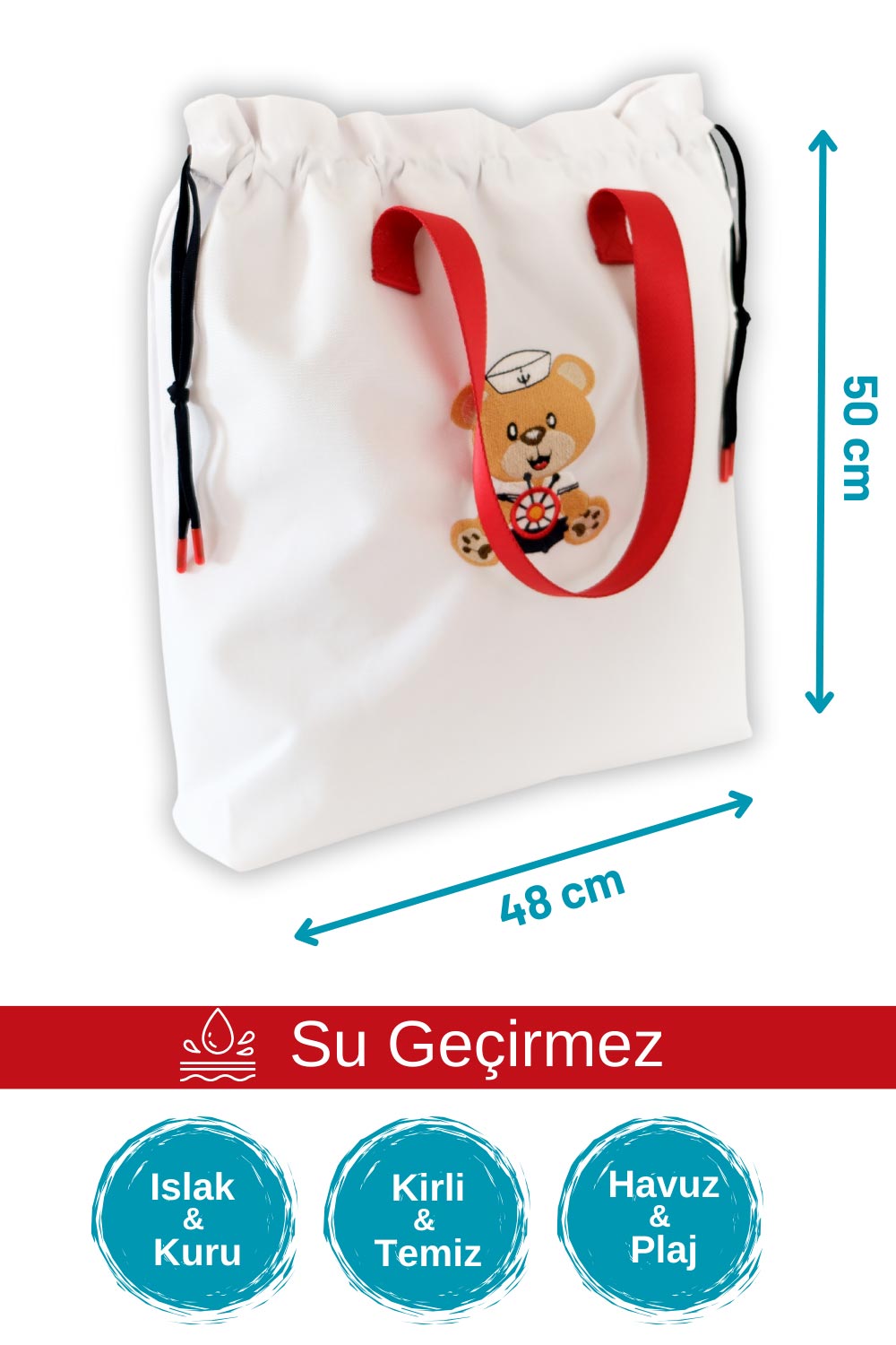 Atelier Bomonti-Marin Ayıcık Desen Su Geçirmez Islak Kuru, Kirli Temiz,plaj Havuz Fonksiyonel Çanta-Omuz Çantası-2-fleurdirect.live