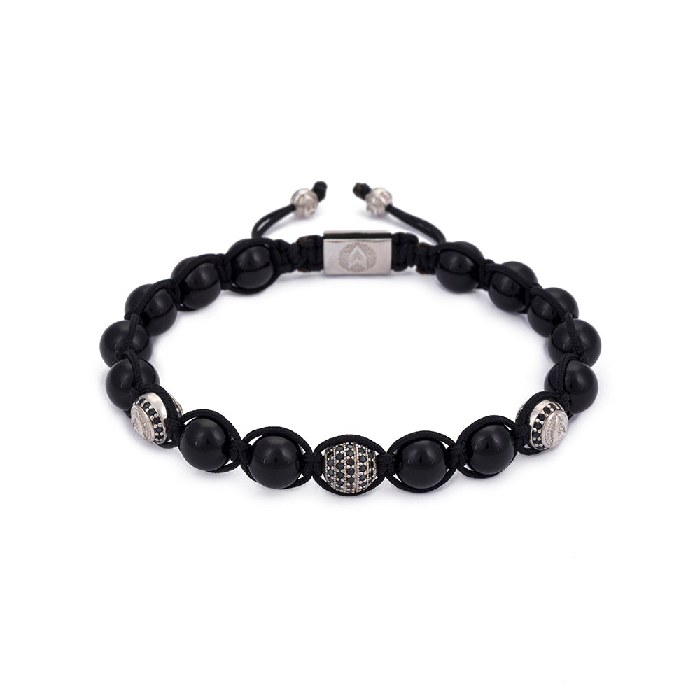 Onyx Shambala Bracelet In Silver