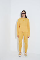 Waffle Oversize Sweatshirt - Sarı