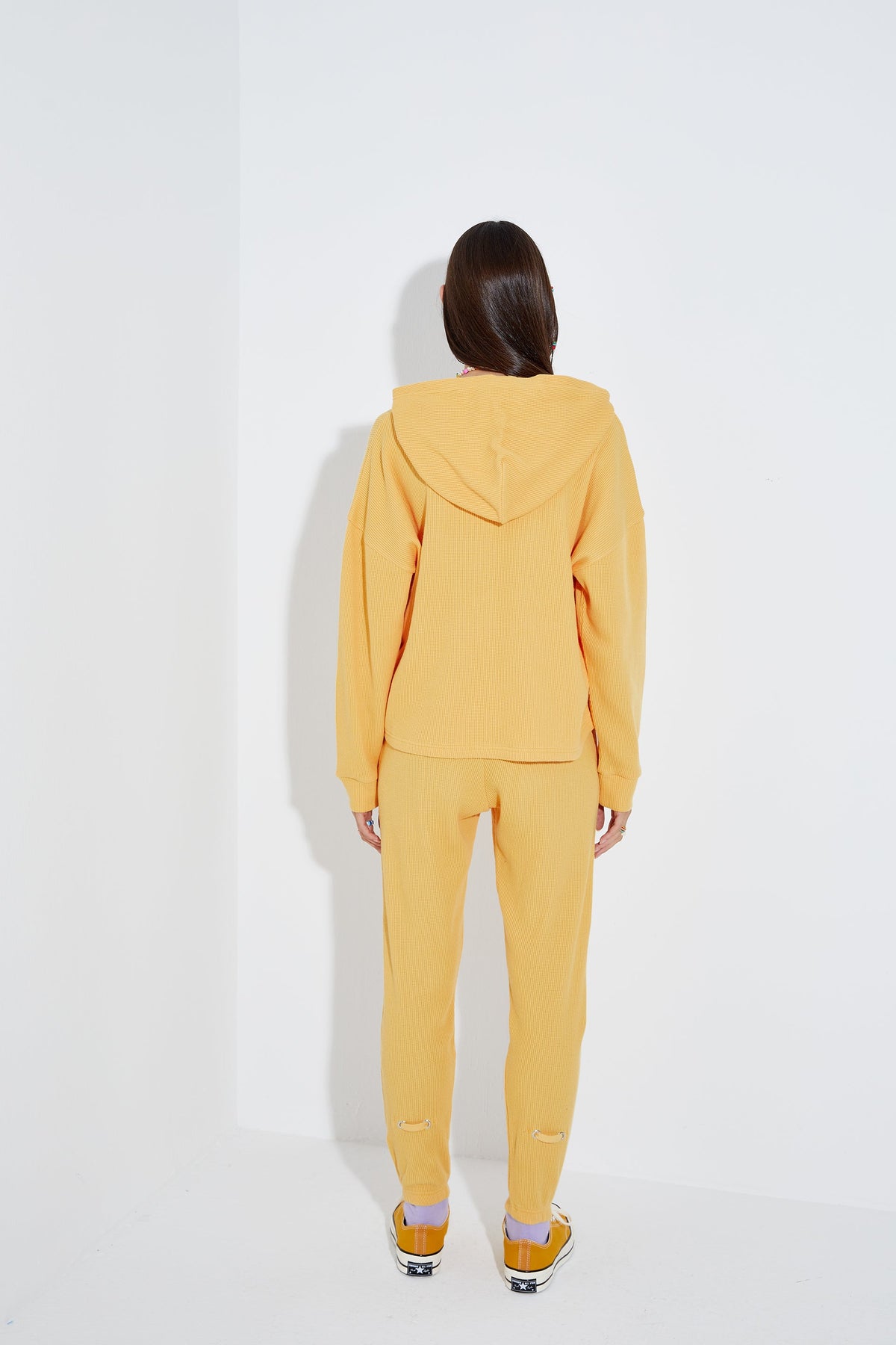 Waffle Oversize Sweatshirt - Sarı
