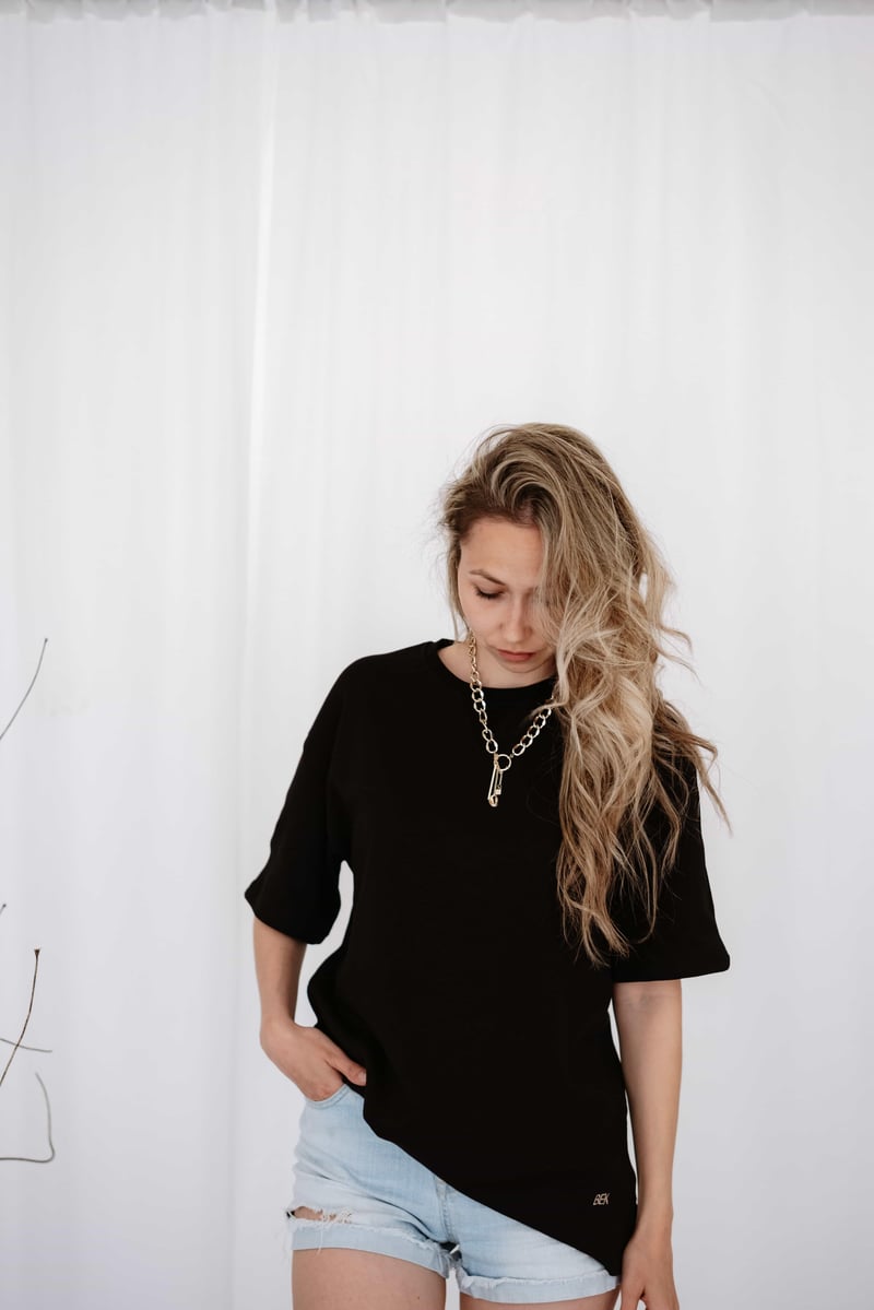Babybek-Premium Kadın Oversize Siyah T Shirt-T-Shirts-3-fleurdirect.live