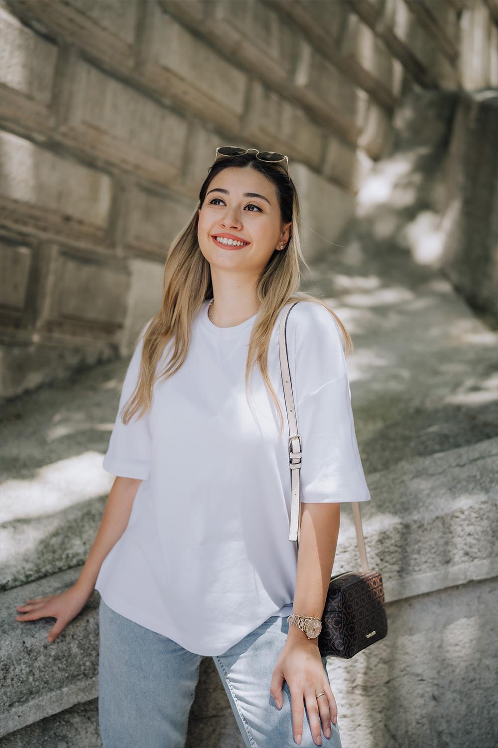 Babybek-Premium Oversize Kadın Beyaz T Shirt-T-Shirts-6-fleurdirect.live