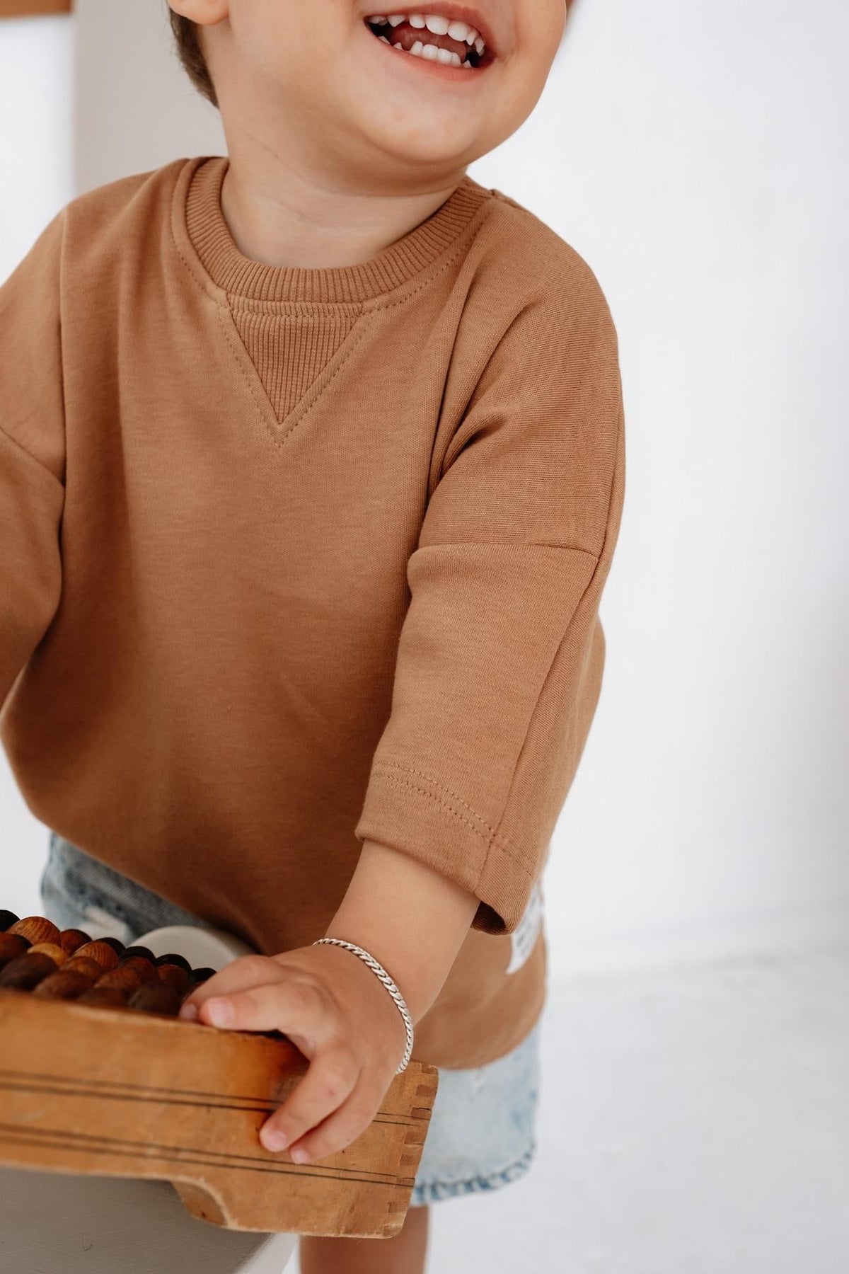 Babybek-Premium Oversize Unisex Çocuk Kahverengi T Shirt-T-Shirts-10-fleurdirect.live