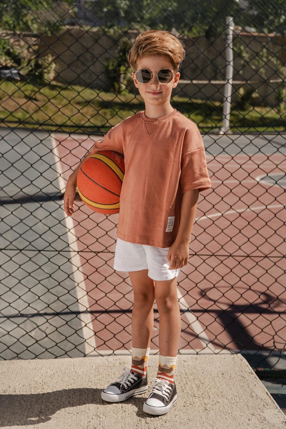 Babybek-Premium Oversize Unisex Çocuk Kiremit T Shirt-T-Shirts-3-fleurdirect.live