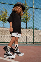 Babybek-Premium Oversize Unisex Çocuk Siyah T Shirt-T-Shirts-1-fleurdirect.live