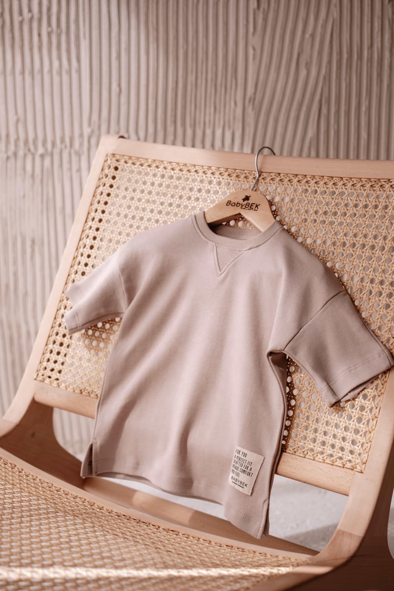 Babybek-Premium Oversize Unisex Çocuk Vizon T Shirt-T-Shirts-3-fleurdirect.live