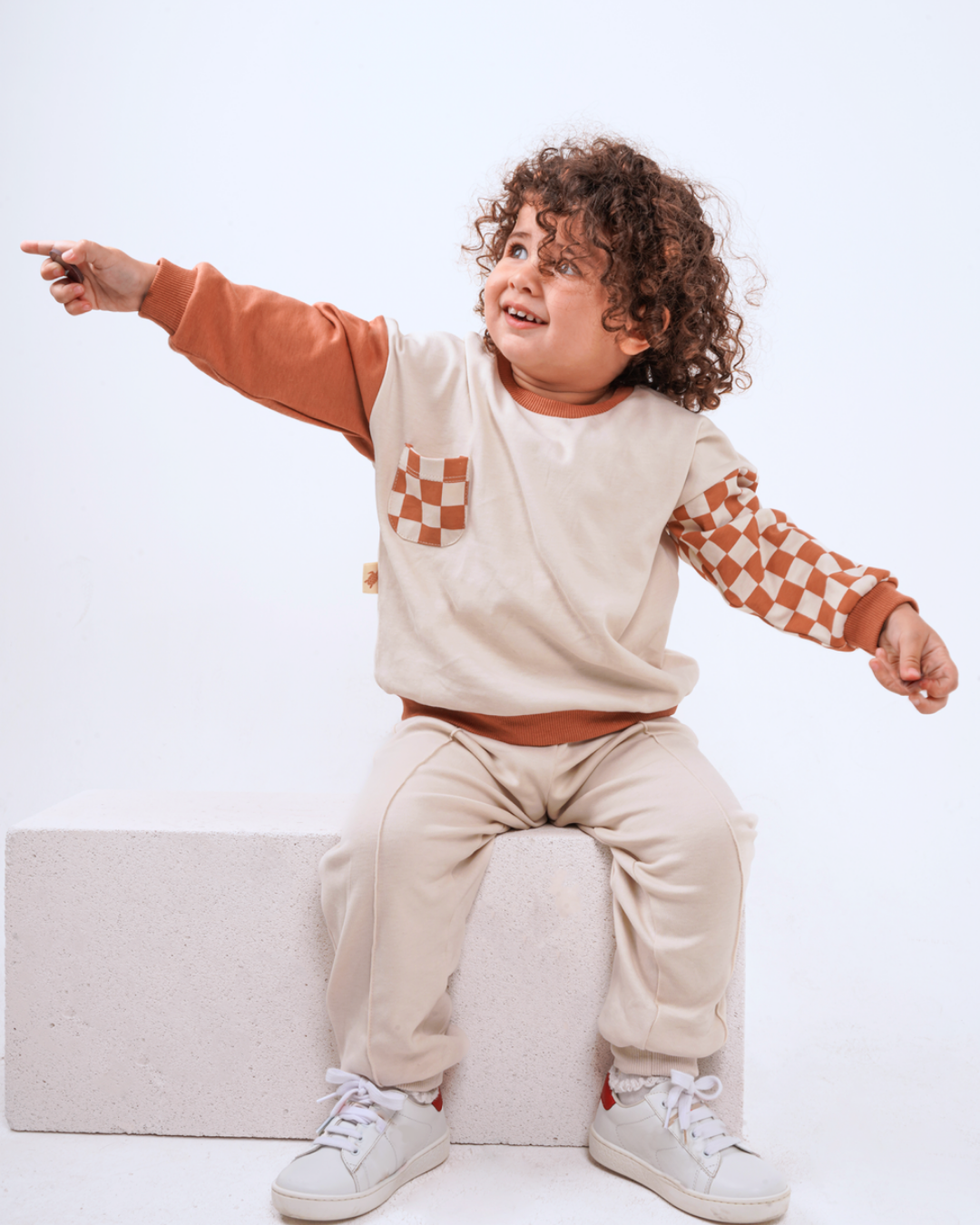 Babybek-Premium Unisex Eşofman Takımı Kiremit Dama-Alt - Üst Takım-2-fleurdirect.live