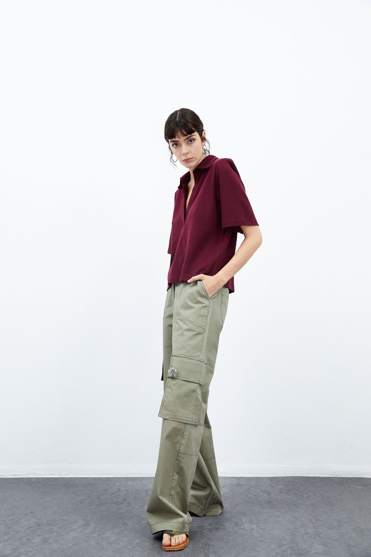 Daisy Vatkalı Polo - Bordo