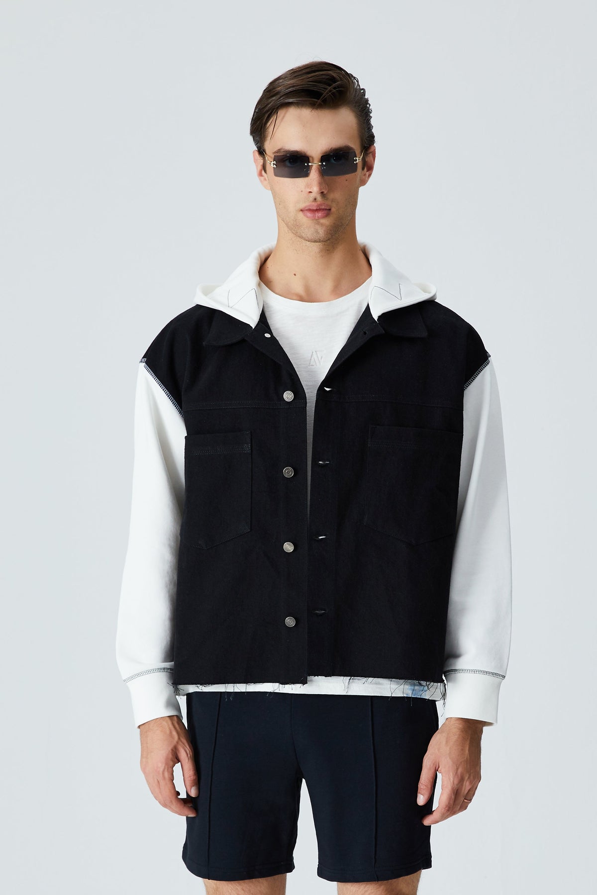 Denim Ceket - Beyaz/Siyah