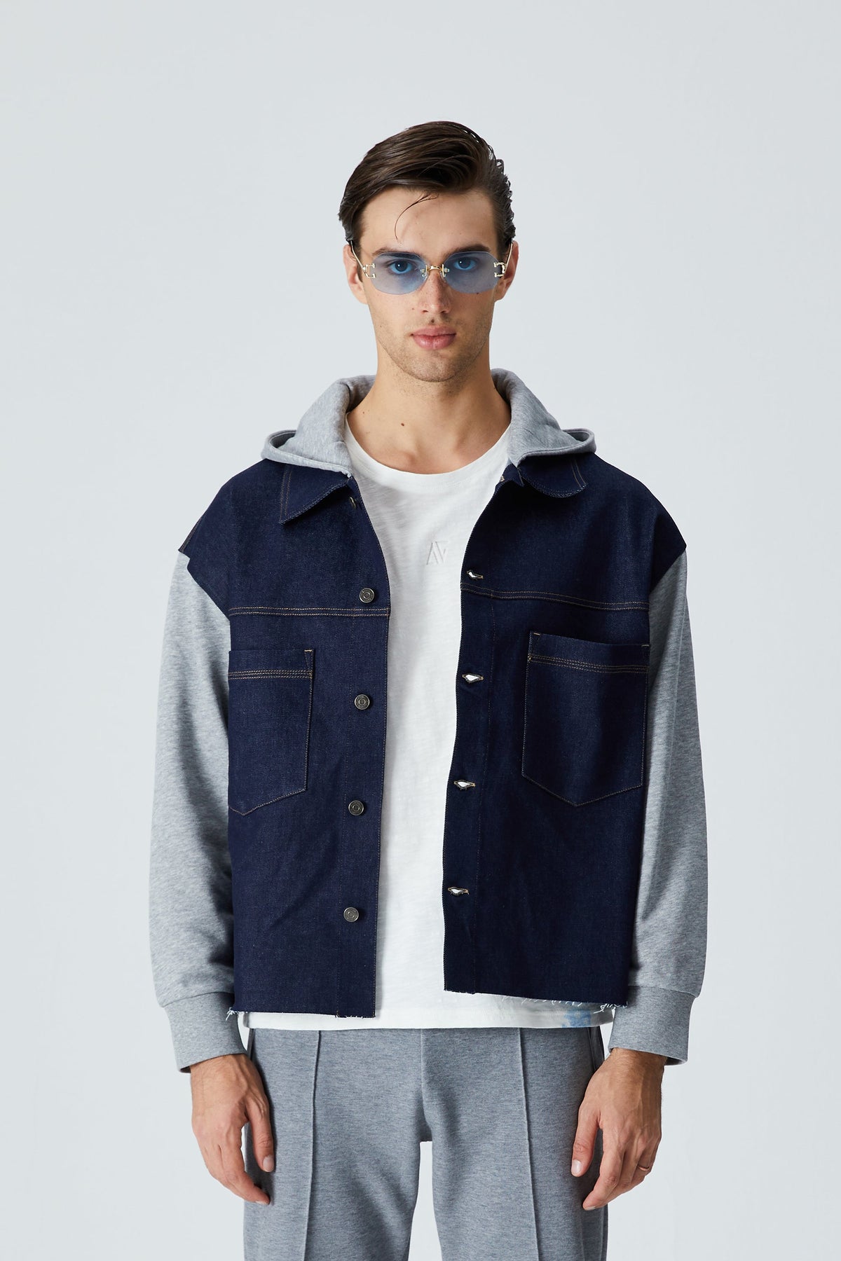 Denim Ceket - Gri/Lacivert