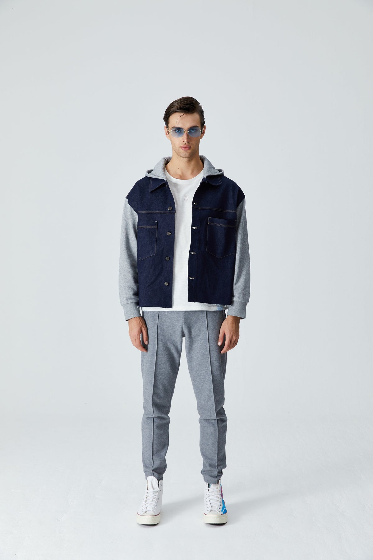 Denim Ceket - Gri/Lacivert