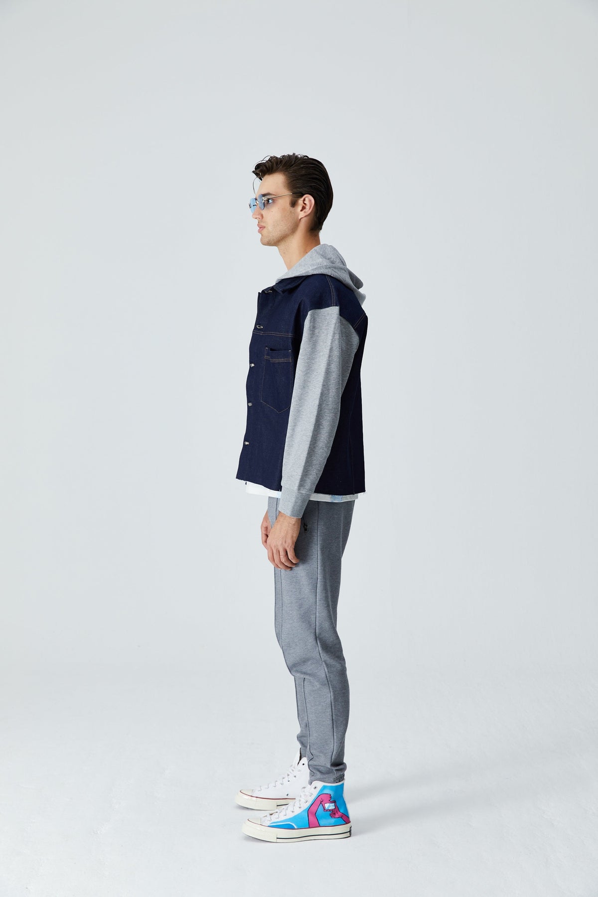Denim Ceket - Gri/Lacivert