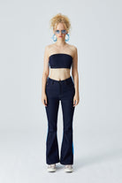 Denim Flare Pantolon - Lacivert/Mavi