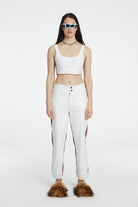 Denim Knit Boyfriend Pantolon - Beyaz/Kiremit
