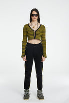 Denim Knit Boyfriend Pantolon - Siyah/Sarı