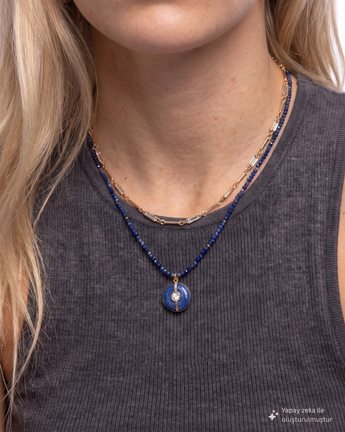 Celeste Lapis Double Row Necklace