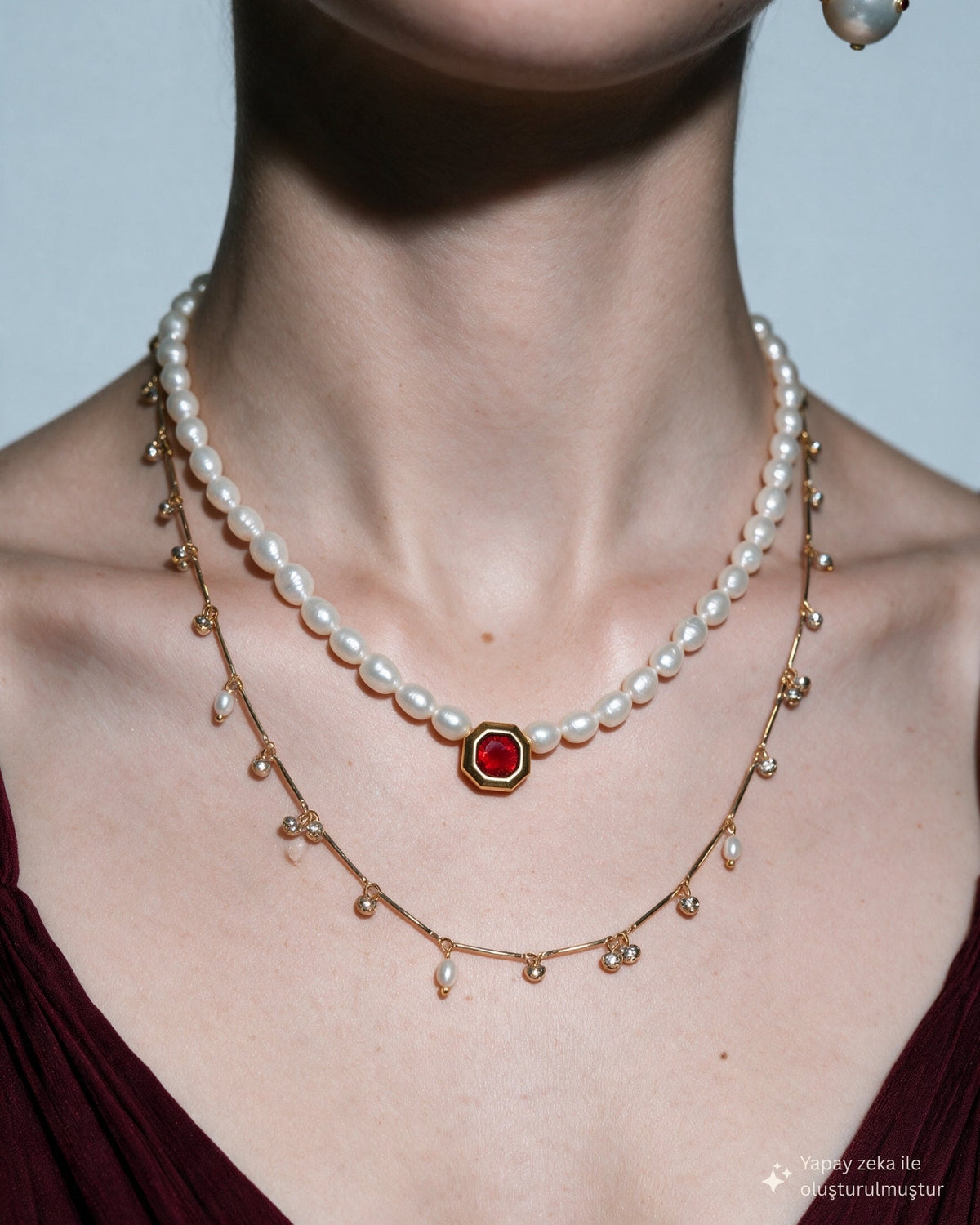 Colette Pearl Red Necklace